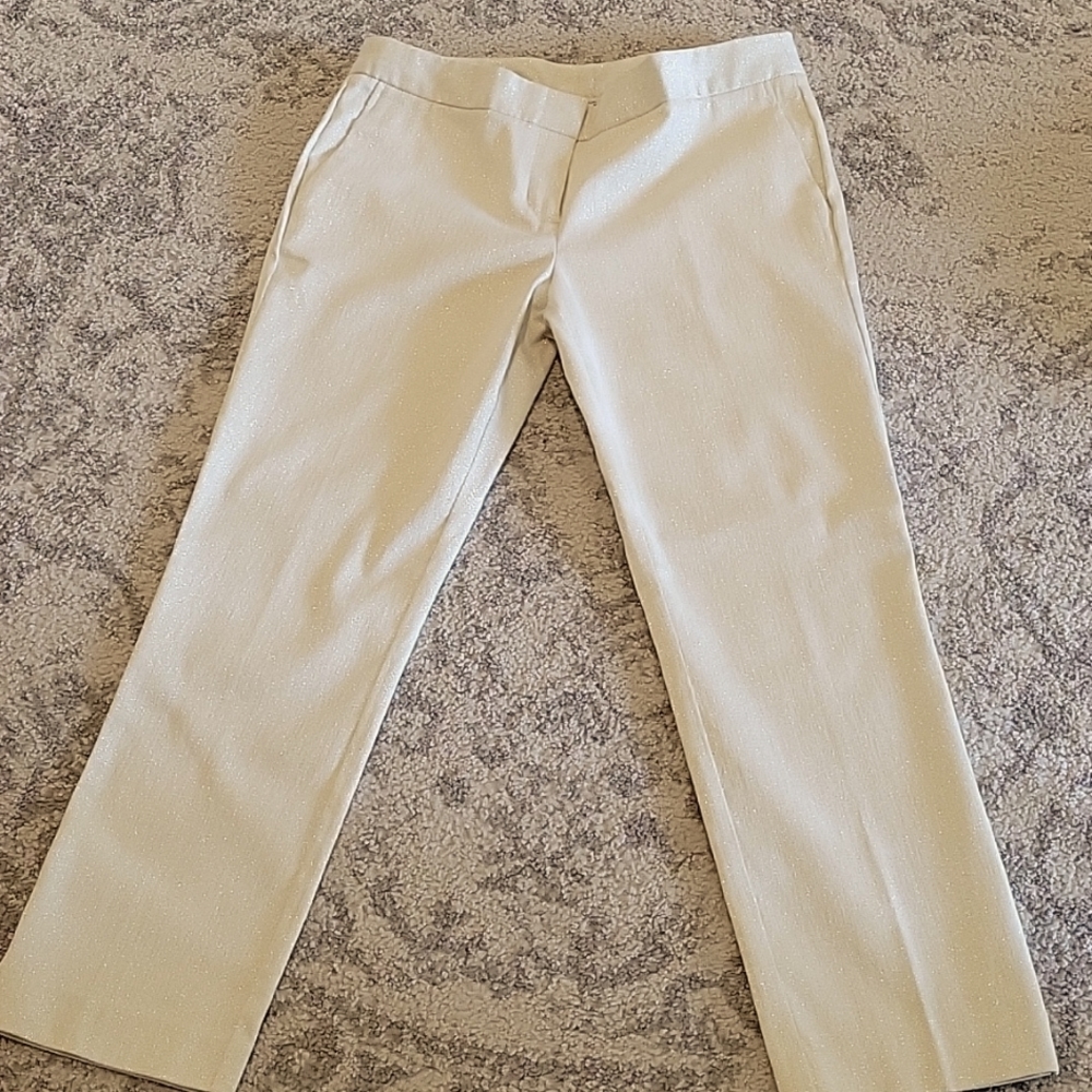 Metalic thread Cream pants. Sz 8.